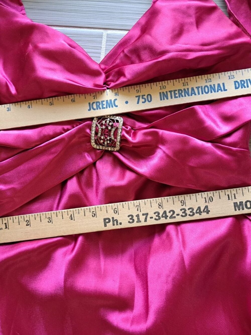 Vtg Jessica McClintock Gunne Sax Pink Satin Evening Gown Dress Rhinestone 5 USA - Picture 10 of 13